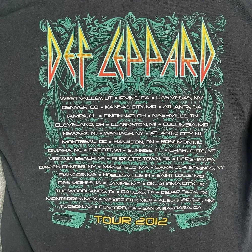 Def Leppard Concert Tour 2012 T-shirt Adult L Gildan Black‎ Double Sided - Picture 8 of 8